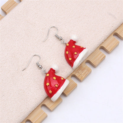 Red Resin and Silver-Plated Christmas Hat Drop Earrings, silver drop earrings for women, vintage-inspired design, side view