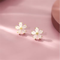 Cats Eye & 18k Gold-Plated Flower Stud Earrings