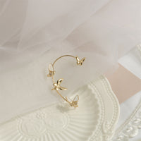 Cubic Zirconia & White Acrylic 18k Gold-Plated Butterfly Ear Cuff