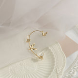 Cubic Zirconia & White Acrylic 18k Gold-Plated Butterfly Ear Cuff