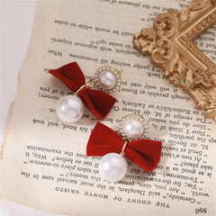 Cubic Zirconia & Pearl Nylon 18K Gold-Plated Bow Drop Earrings