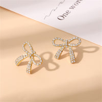 Cubic Zirconia & 18k Gold-Plated Bow Stud Earring