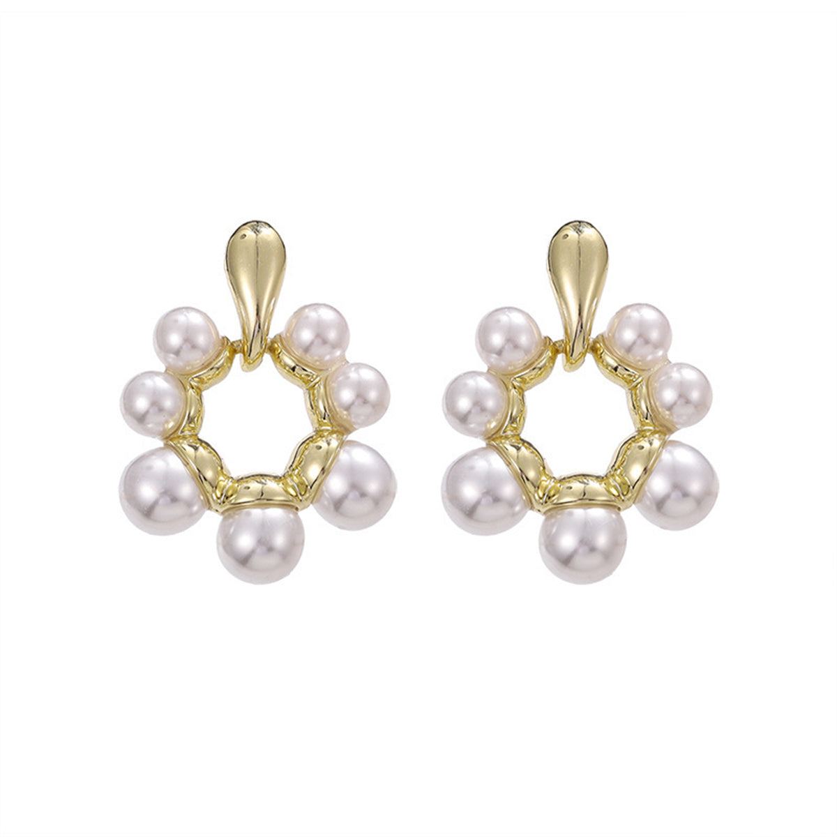 Pearl & 18K Gold-Plated Open Circle Drop Earrings