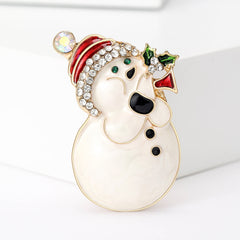Cubic Zirconia & 18K Gold-Plated Musical Snowman Brooch