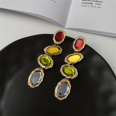 Colored Crystal & 18K Gold-Plated Linking Drop Earrings