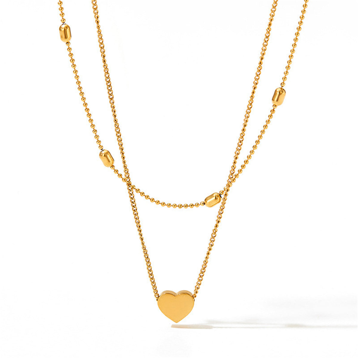 Stunning 18K gold-plated beaded choker with a delicate heart charm, ideal for expressing your unique style and affection.