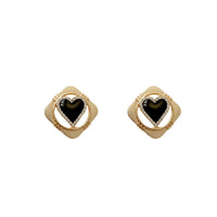 Cubic Zirconia & 18k Gold-Plated Heart Rhombus Stud Earrings