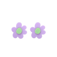 Lavender & Green Floral Stud Earrings