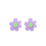 Lavender & Green Floral Stud Earrings