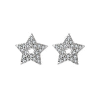 Cubic Zirconia & Silver-Plated Star Stud Earrings