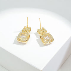 Cubic Zirconia & Crystal 18K Gold-Plated Double Cushion Drop Earrings
