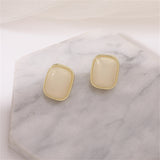 Pink Resin & 18k Gold-Plated Rectangle Cushion Stud Earrings