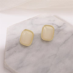 Pink Resin & 18K Gold-Plated Rectangle Cushion Stud Earrings