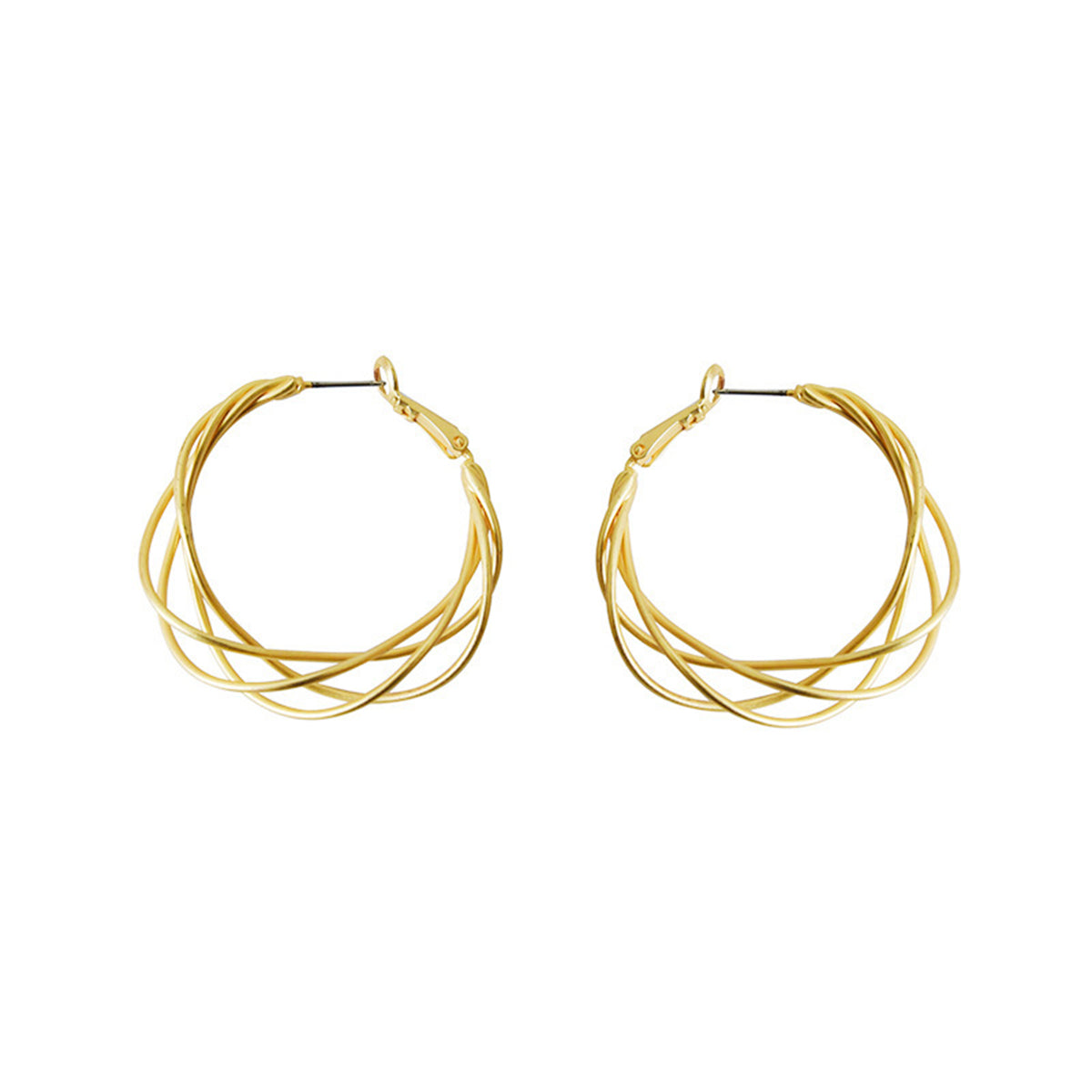 Chic 18K gold-plated abstract nest hoop earrings, offering a blend of elegance and contemporary design for any occasion.