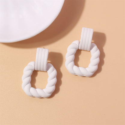White Resin and Silver-Plated Twine Square Drop Earrings, silver drop earrings for women, botanical inspired, side view