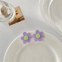 Lavender & Green Floral Stud Earrings