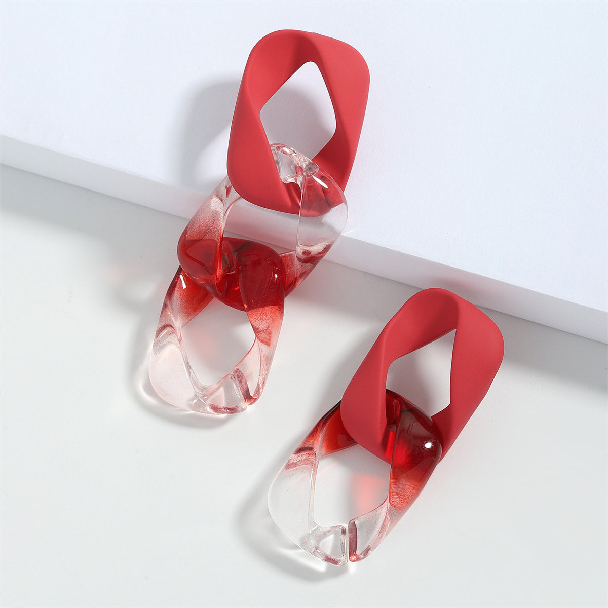Red and White Mismatch Chain Drop Earrings, drop earrings for women, everyday style, lifestyle look