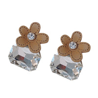 Cubic Zirconia & Crystal Flower Stud Earrings