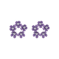 Pearl & Blue Enamel Floral Garland Stud Earrings