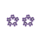 Pearl & Blue Enamel Floral Garland Stud Earrings