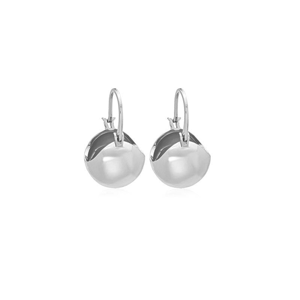 Silver-Plated Ball Huggie Earrings, silver huggie earrings, dainty minimalist design, side view