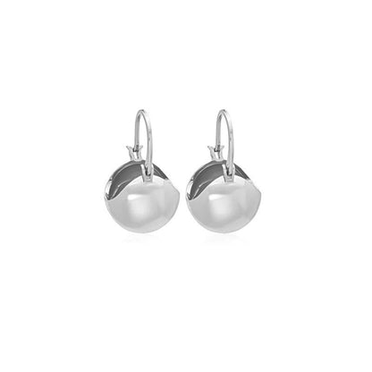 Silver-Plated Ball Huggie Earrings, silver huggie earrings, dainty minimalist design, side view