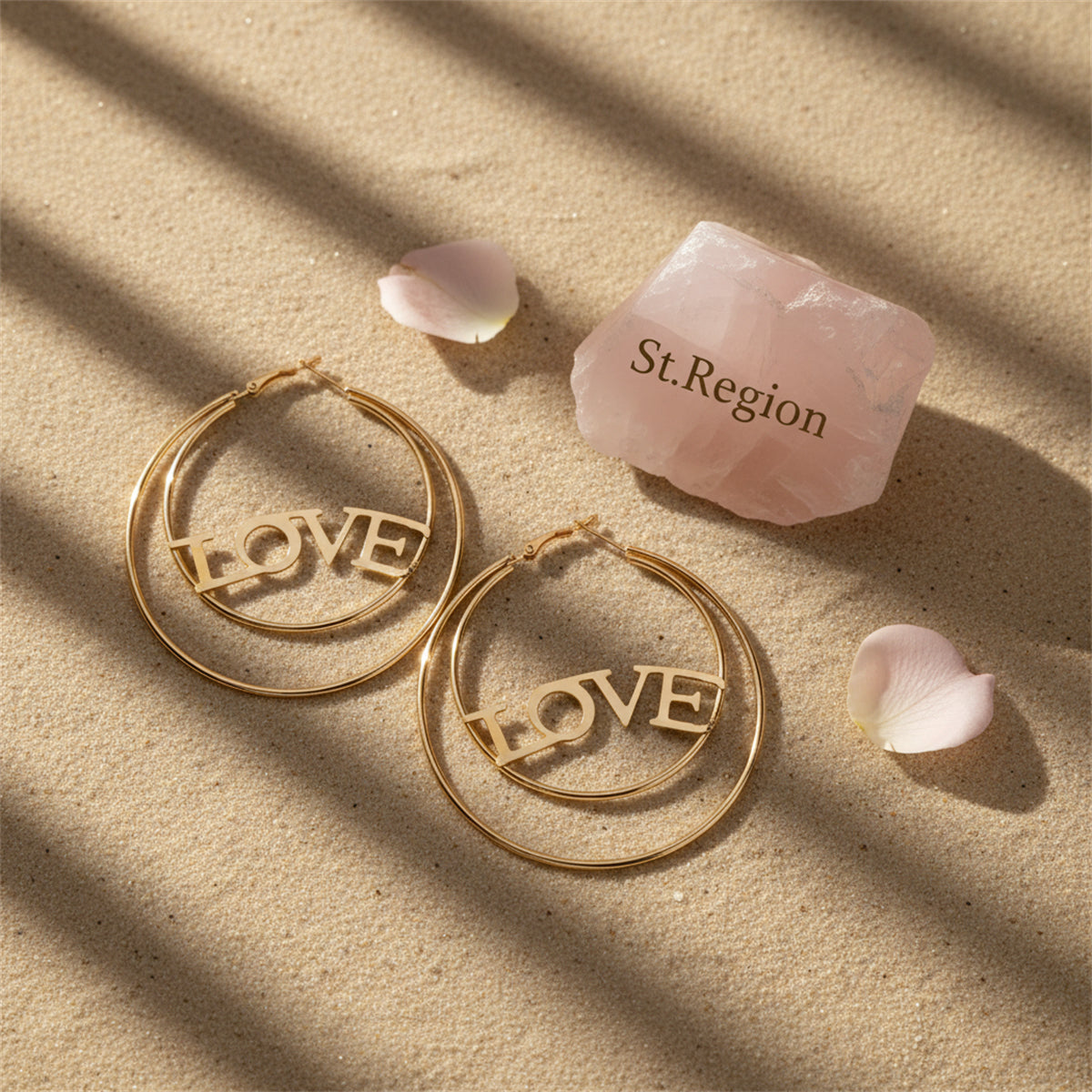 18K Gold-Plated 'Love' Openwork Layered Circle Hoop Earrings - Street Region