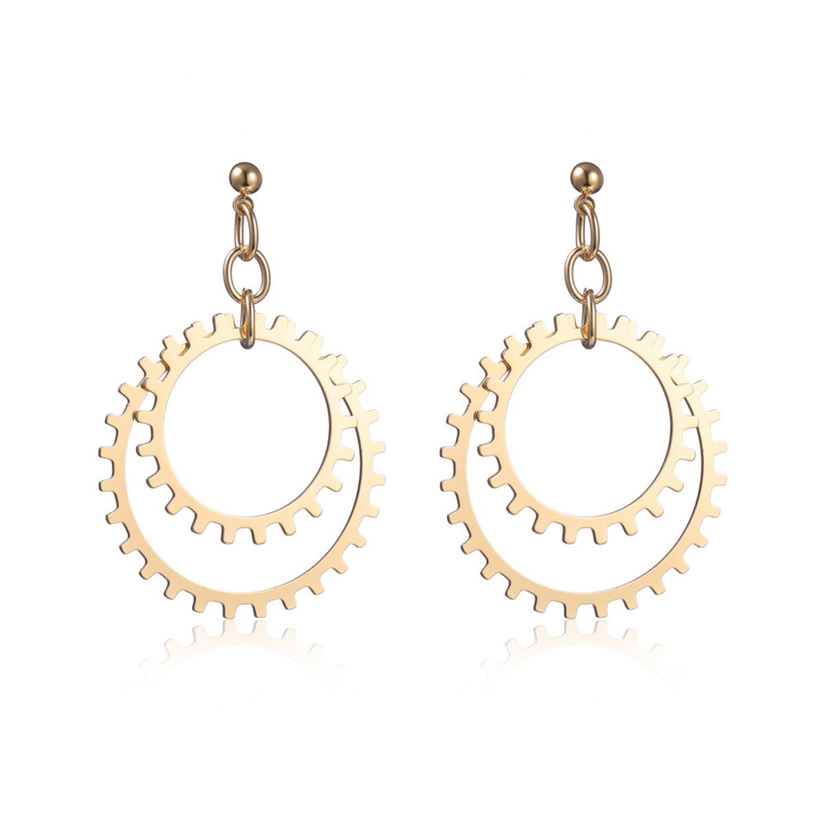 18K Gold-Plated Gear Drop Earring