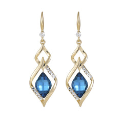 Cubic Zirconia & Blue Crystal Drop Earrings