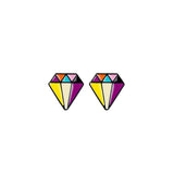 Yellow & Purple Multicolor Diamond-Shape Stud Earrings