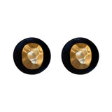 Black Enamel & 18k Gold-Plated Hammered Round Stud Earrings