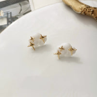 White Acrylic & 18k Gold-Plated Cloud Star Stud Earrings