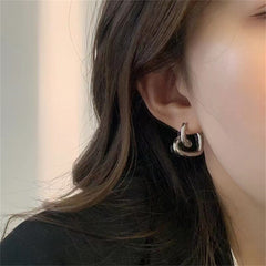 Silver-Plated Swirl-Heart Stud Earrings