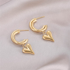 18K Gold-Plated Heart Hoop Drop Earrings