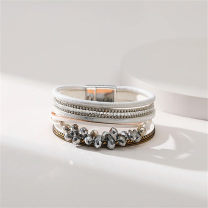 White Cubic Zirconia and Polystyrene Layered Bracelet, bracelet for women, elegant gift for her, side view