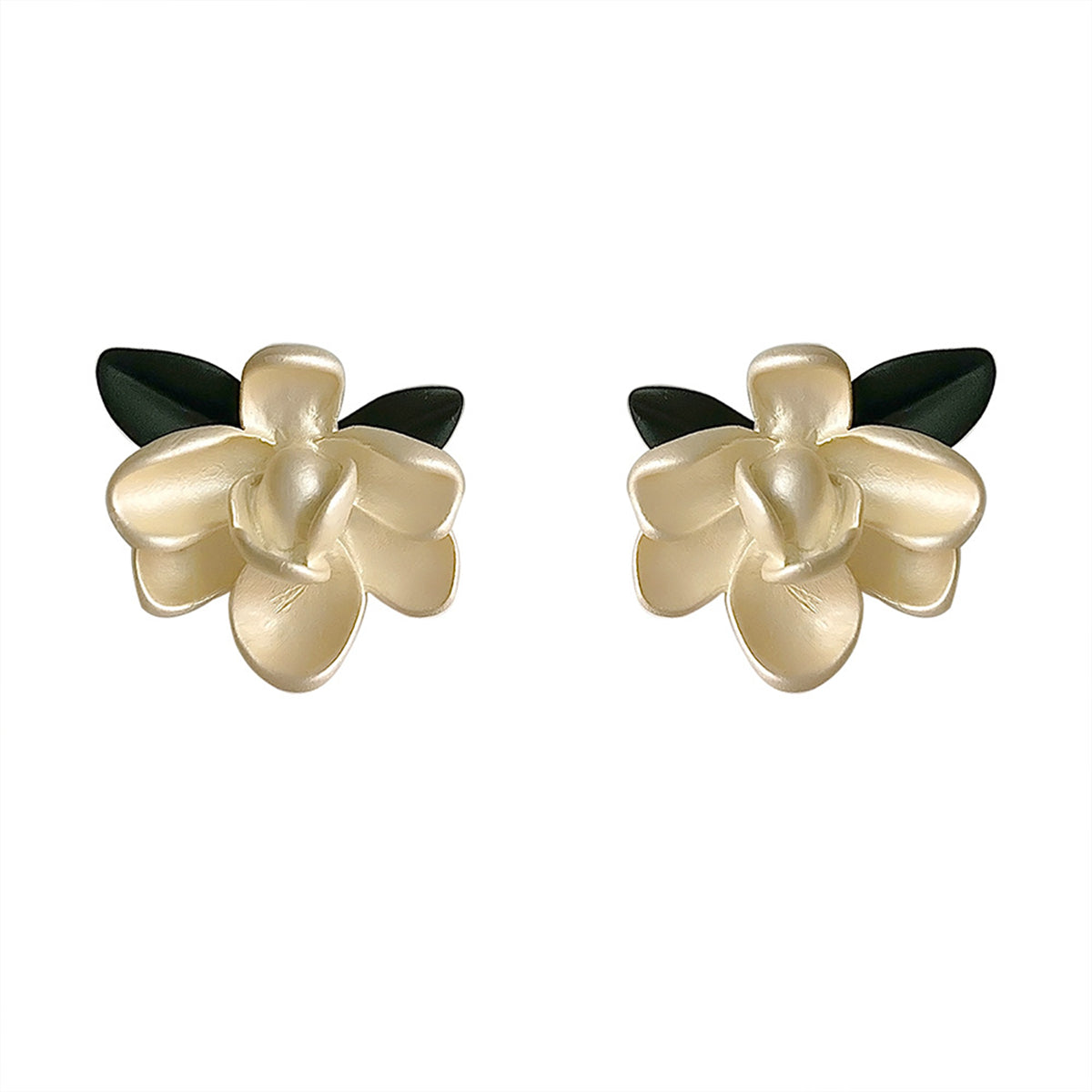 Pink Enamel and Silver-Plated Flower Stud Earrings, silver stud earrings for women, botanical inspired, front view