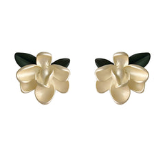 Pink Enamel & Silver-Plated Flower Stud Earrings