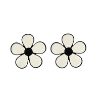 White & Black Flower Stud Earrings