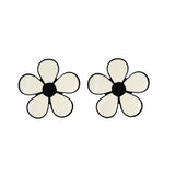 White & Black Flower Stud Earrings