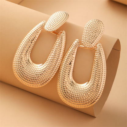 18K Gold-Plated Open Oval Drop Earrings, gold drop earrings for women, everyday style, side view