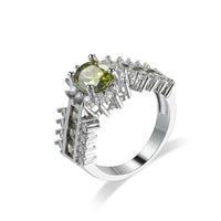 Green Crystal & Cubic Zirconia Ring