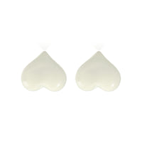 White Enamel & 18k Gold-Plated Upside-Down Heart Stud Earrings