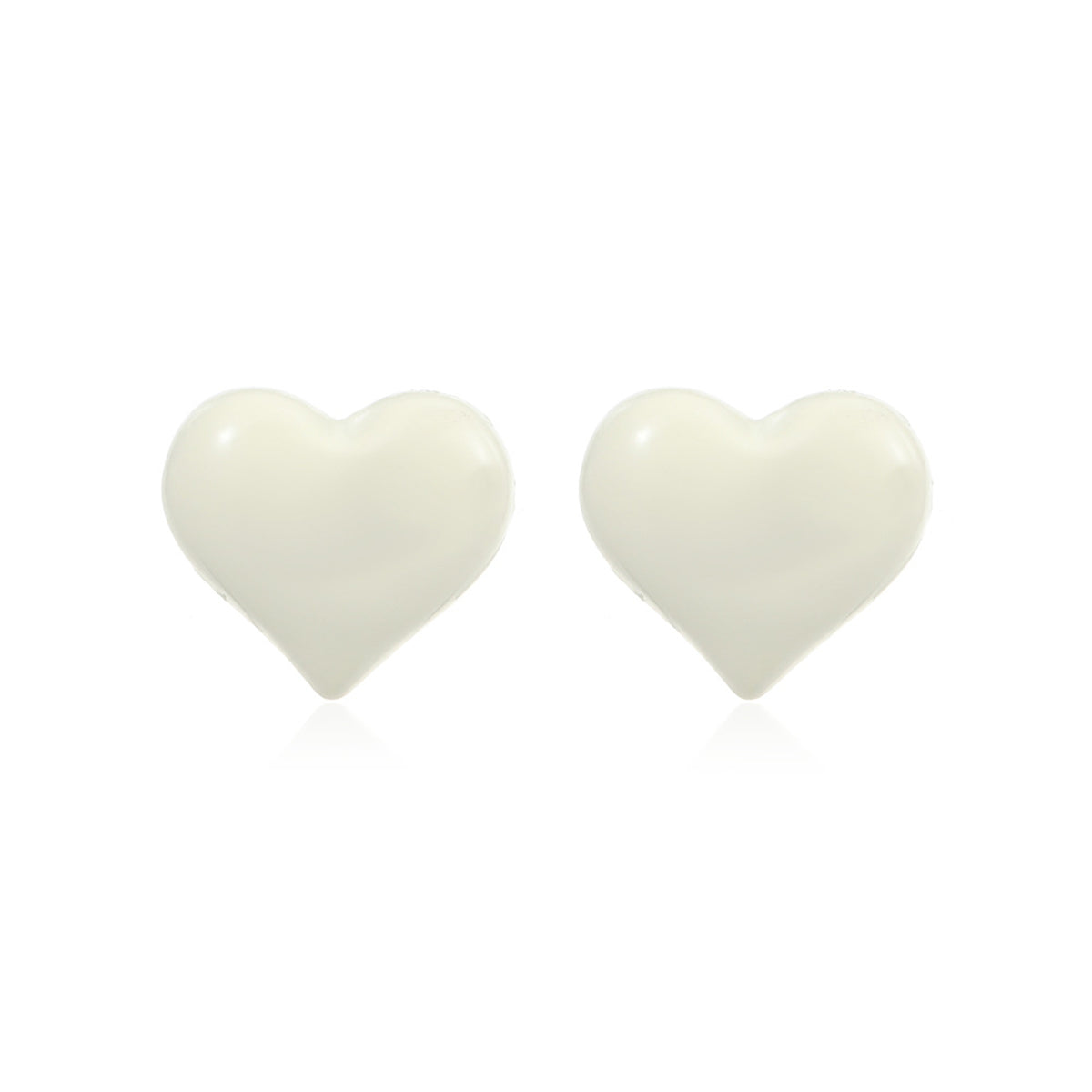 White Enamel and 18K Gold-Plated Heart Stud Earrings, gold stud earrings for women, vintage-inspired design, side view