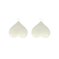 White Enamel & 18K Gold-Plated Upside-Down Heart Stud Earrings
