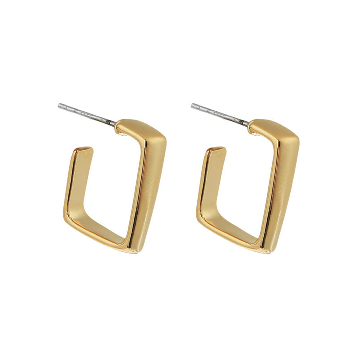 18K Gold-Plated G-Shape Huggie Earrings, gold huggie earrings, vintage-inspired design, side view