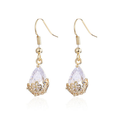 18K Gold-Plated & Crystal Floral Drop Earrings