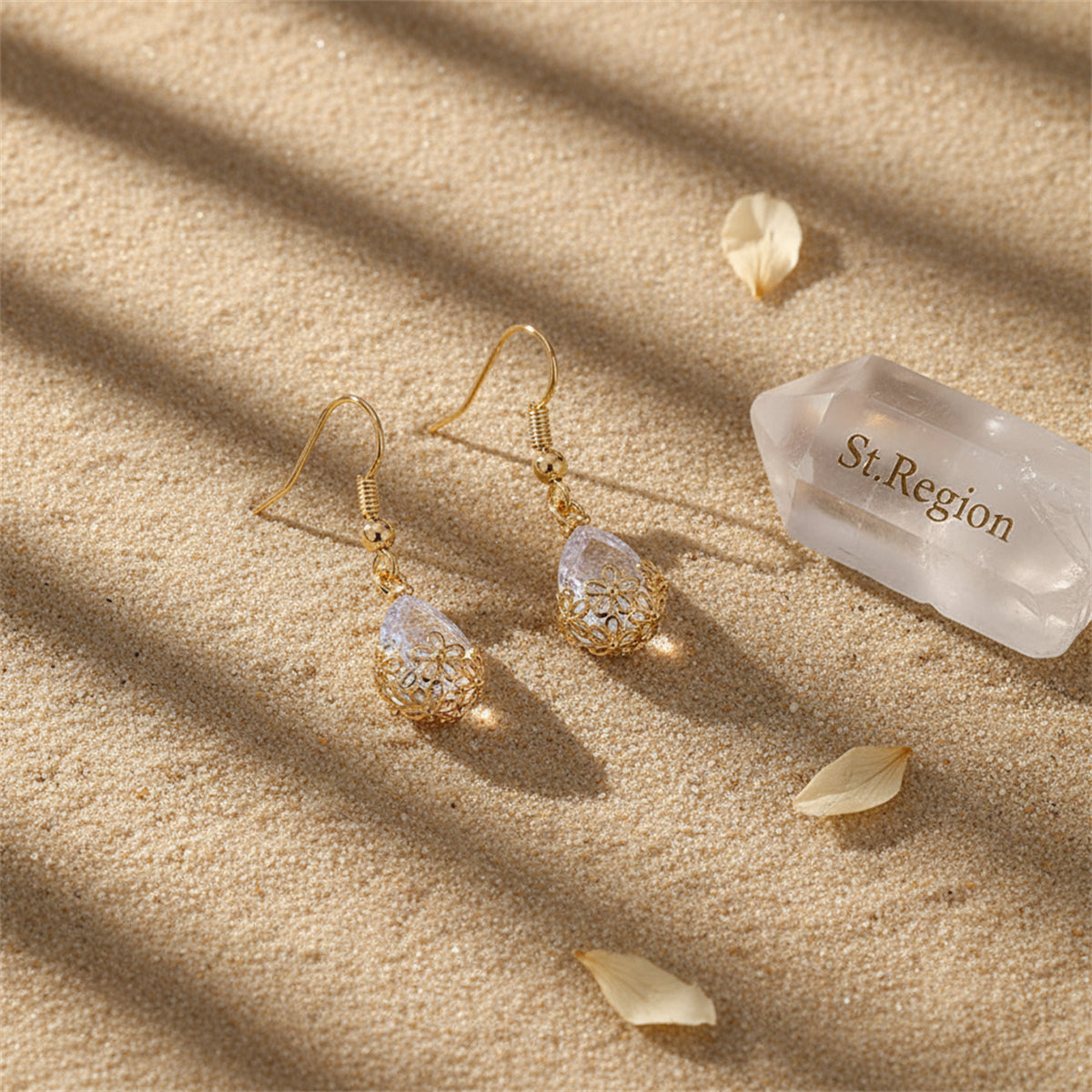 18K Gold-Plated & Crystal Floral Drop Earrings - Street Region