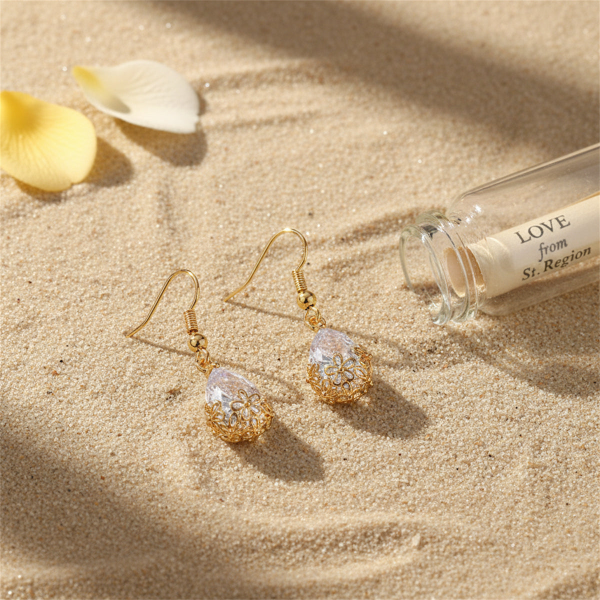 18K Gold-Plated & Crystal Floral Drop Earrings - Street Region