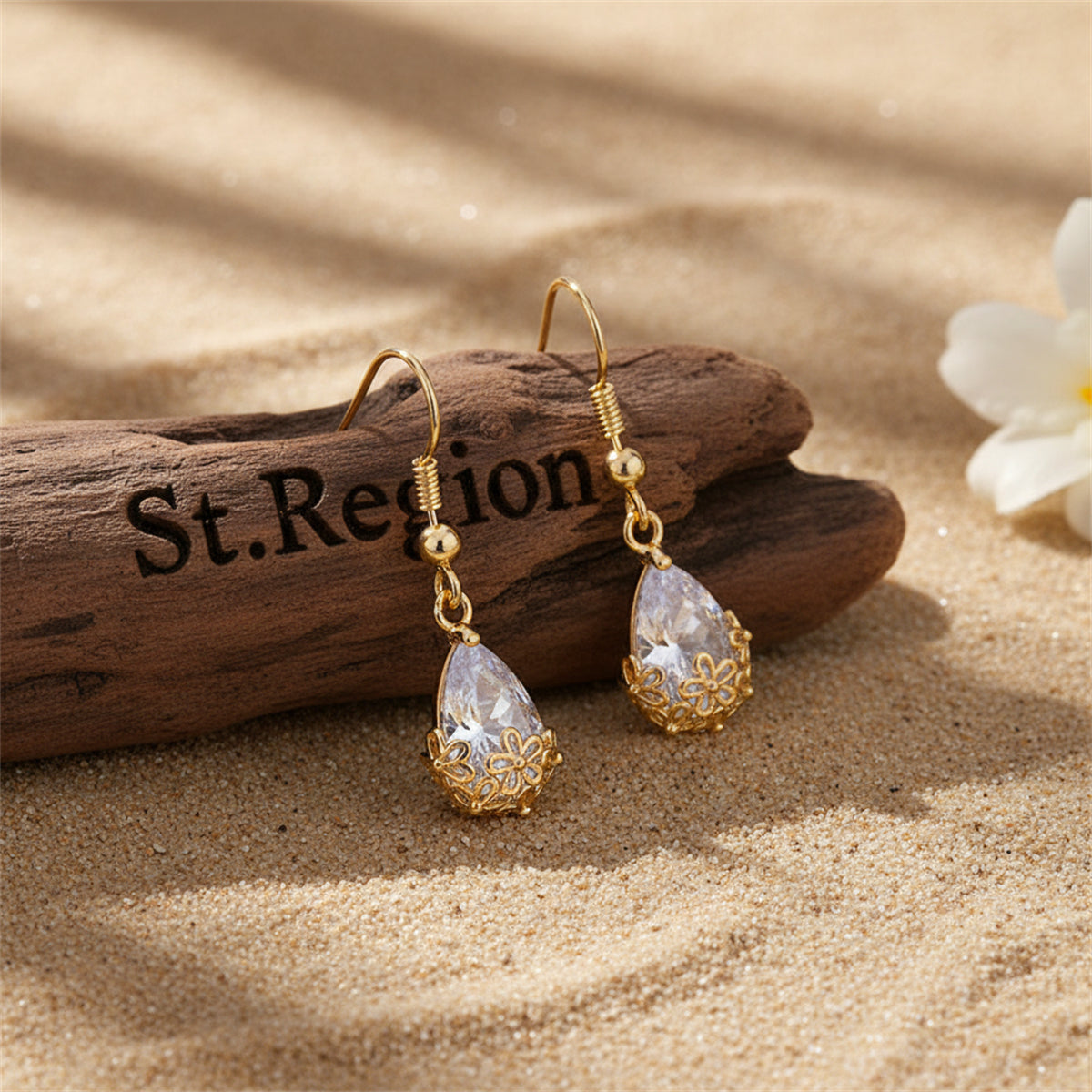 18K Gold-Plated & Crystal Floral Drop Earrings - Street Region