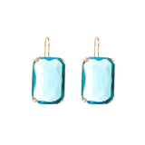 Blue Crystal & 18k Gold-Plated Emerald-Cut Drop Earrings